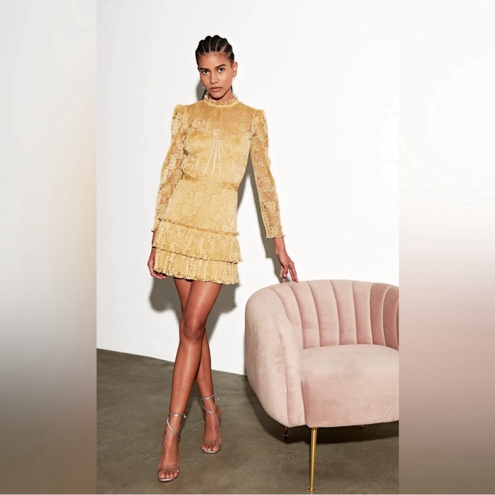 Saylor Adria Dress In Gold Large